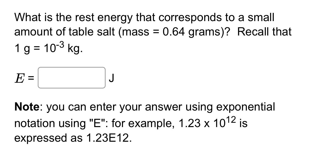 Solved amount of table salt (mass =0.64 grams) ? Recall th 1 | Chegg.com
