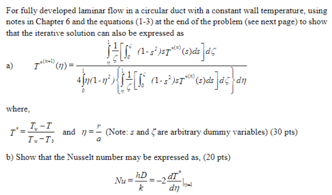 Solved For fully developed laminar flow in a circular duct | Chegg.com