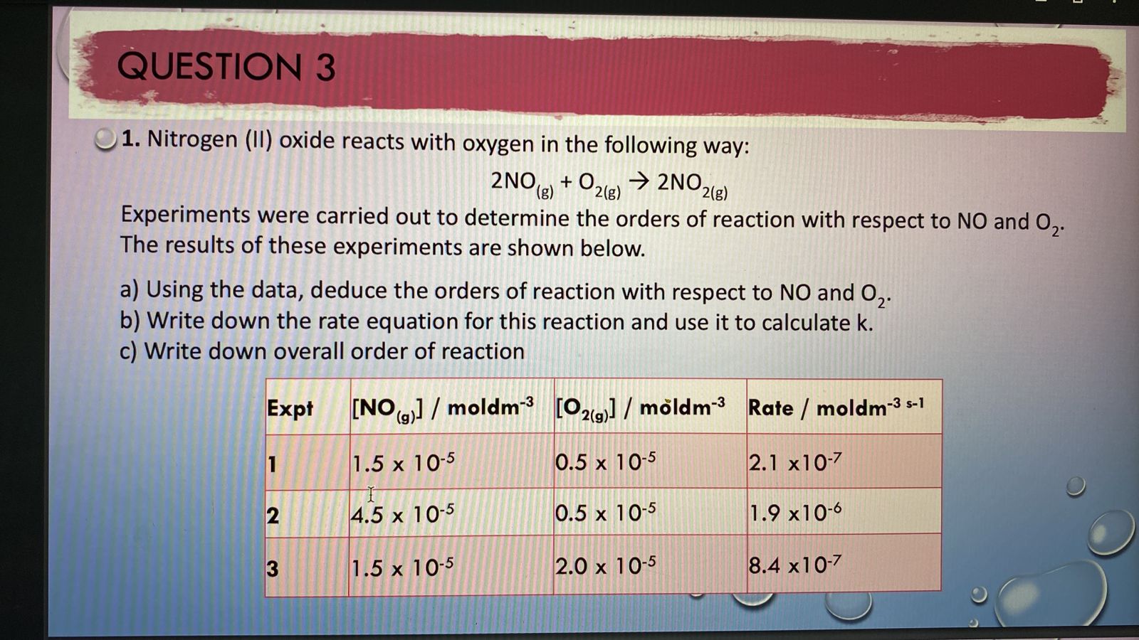 Solved 1. Nitrogen (II) oxide reacts with oxygen in the | Chegg.com
