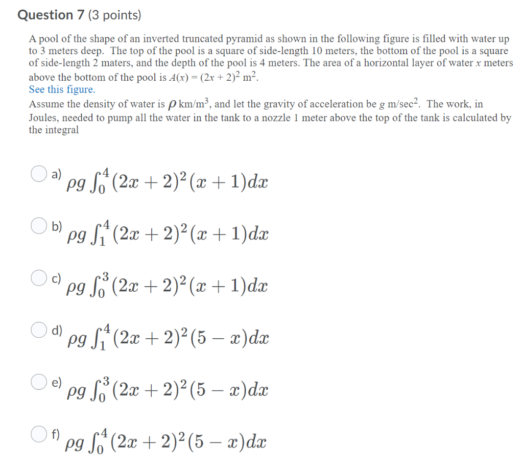 Solved full question is below A pool of the shape of an | Chegg.com