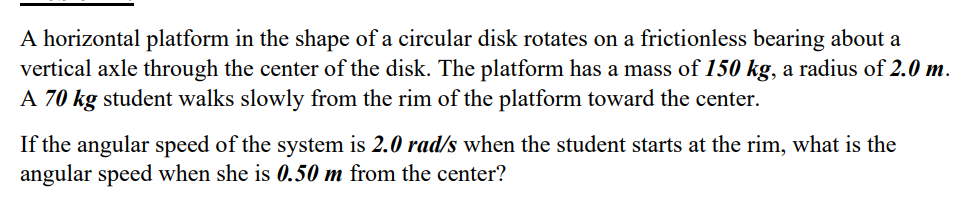 Solved A horizontal platform in the shape of a circular disk | Chegg.com