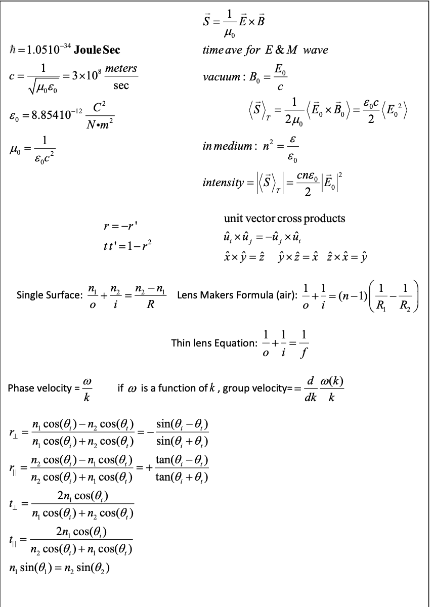 Solved S 1 Ex B Mo Time Ave For E M Wave ħ 1 0510 34 Joul Chegg Com