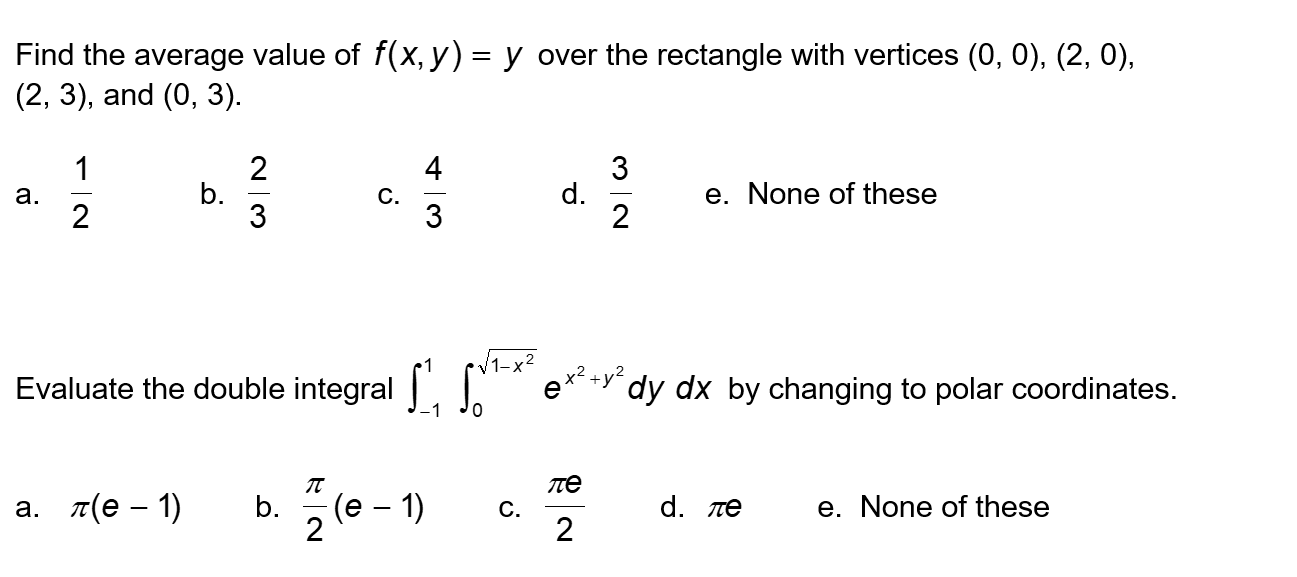 Solved Find the average value of f(x,y)=y over the rectangle | Chegg.com