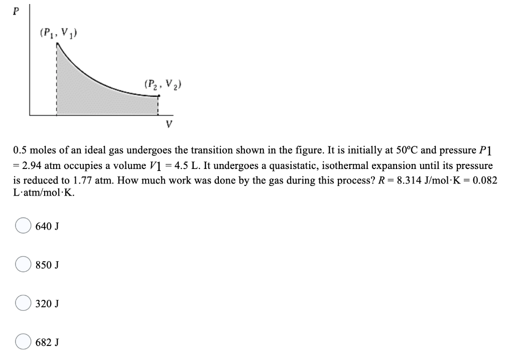 Solved Р (P1, V1) (P2, V 2) V 0.5 Moles Of An Ideal Gas | Chegg.com