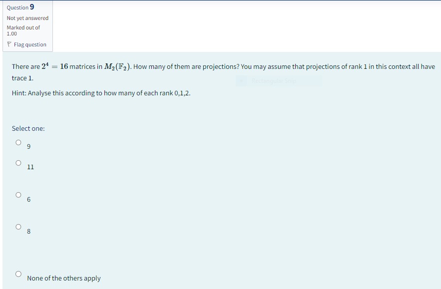 Solved Question 9 Not yet answered Marked out of 1.00 Flag | Chegg.com