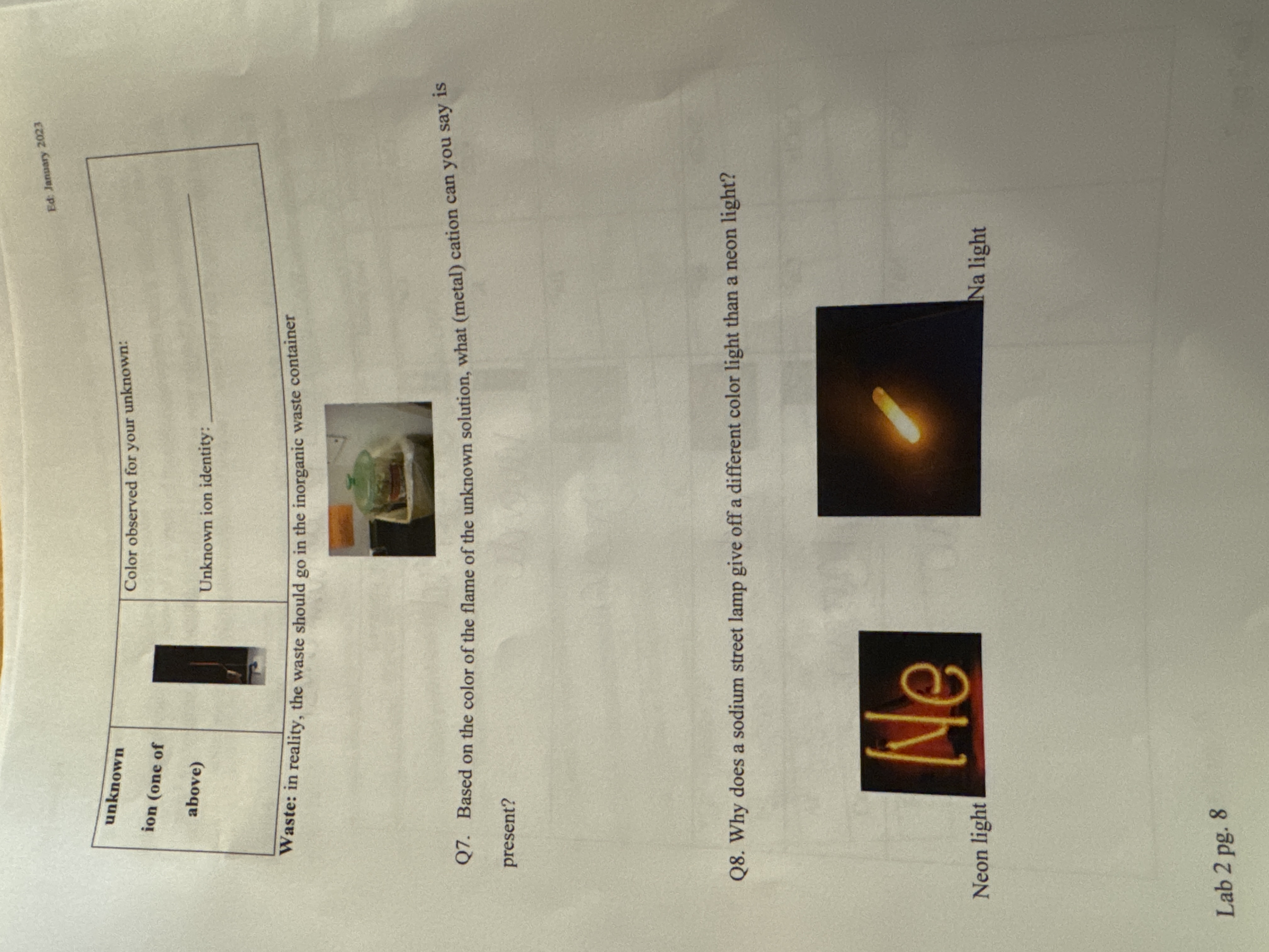 Solved Q7. ﻿Based on the color of the flame of the unknown