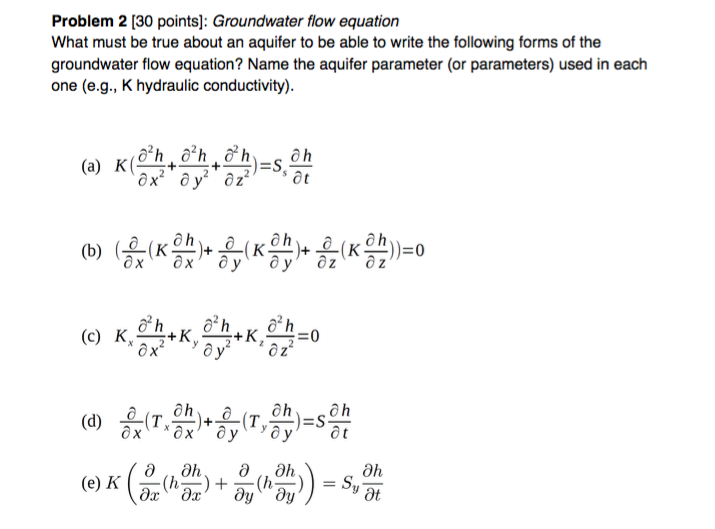 Solved Problem 2 [30 points) Groundwater flow equation What