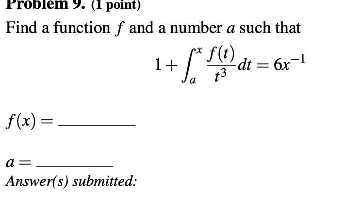 Solved Find a function f and a number a such that | Chegg.com