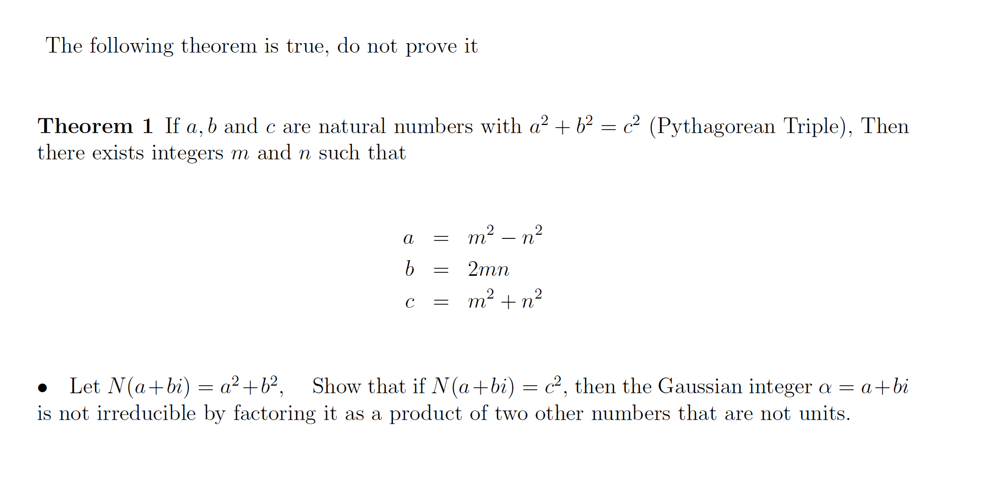 Solved The Following Theorem Is True, Do Not Prove It | Chegg.com