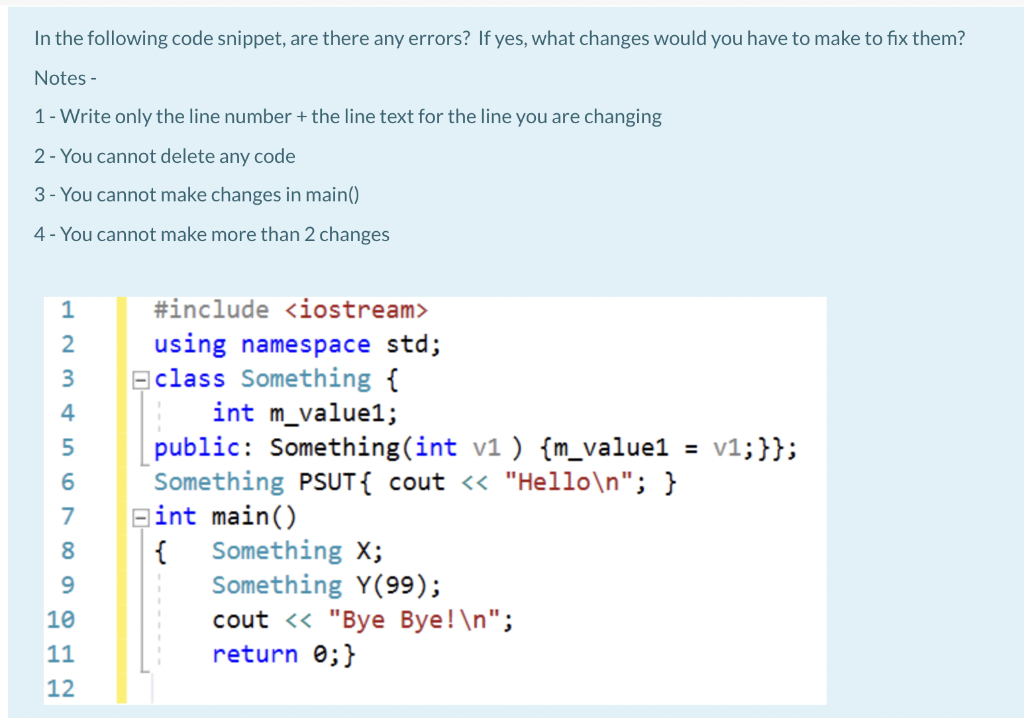 Solved In the following code snippet, are there any errors? | Chegg.com image.