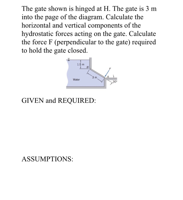 Solved The gate shown is hinged at H. The gate is 3 m into | Chegg.com