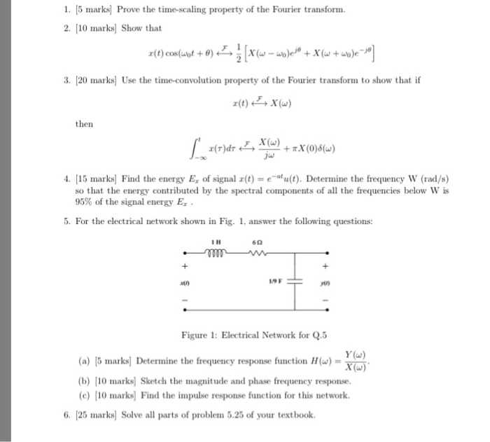 Solved 1. 5 Marks Prove The Time-scaling Property Of The | Chegg.com