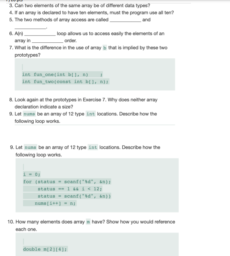 Solved 3. Can two elements of the same array be of different | Chegg.com