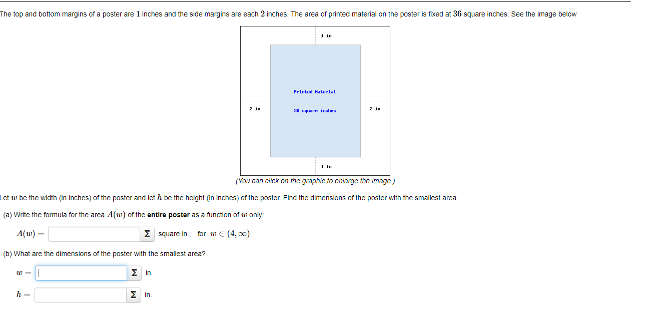 Solved The top and bottom margins of a poster are 1 inches