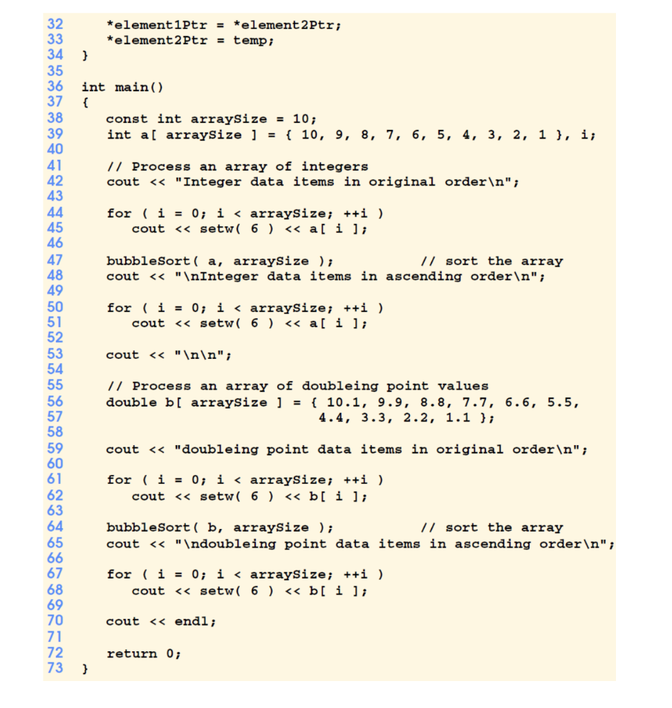 Solved In the following source code, replace the bubble sort | Chegg.com