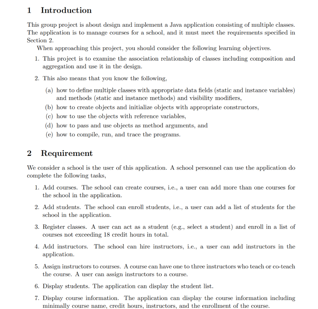 1 Introduction This group project is about design and | Chegg.com