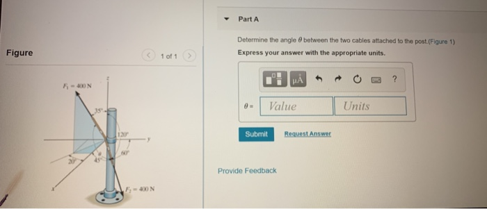 Solved Part A Determine the angle between the two cables | Chegg.com