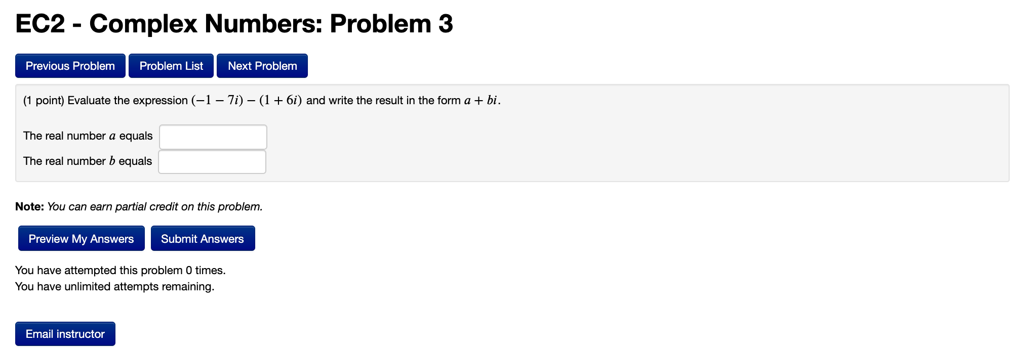 Solved (1 point) Evaluate the expression (−4−3𝑖)(4+1𝑖) and | Chegg.com