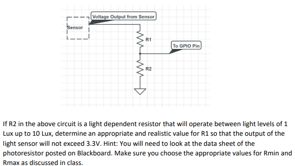 Solved Voltage Output from Sensor Sensor W To GPIO Pin | Chegg.com