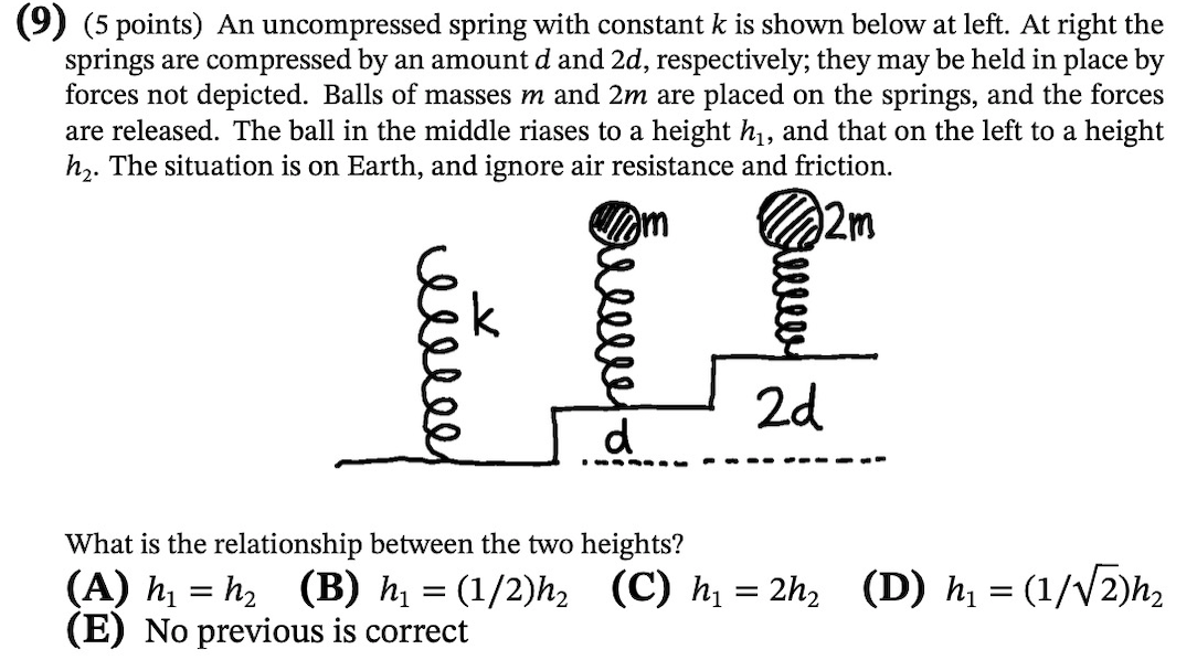 Solved (9) (5 points) An spring with constant k