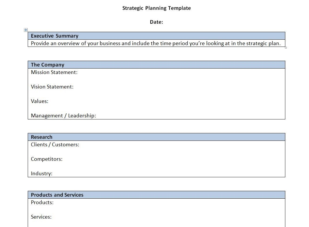 strategic planning template non profit