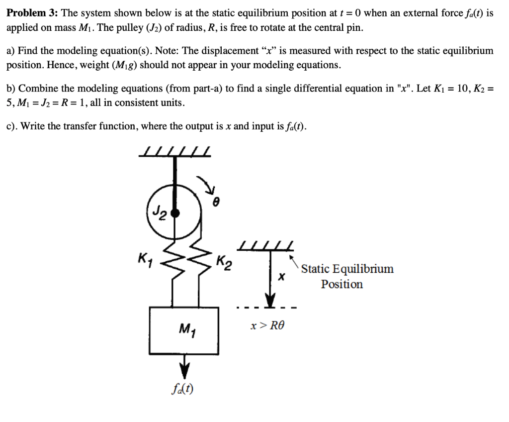 Solved Problem 3: The system shown below is at the static | Chegg.com