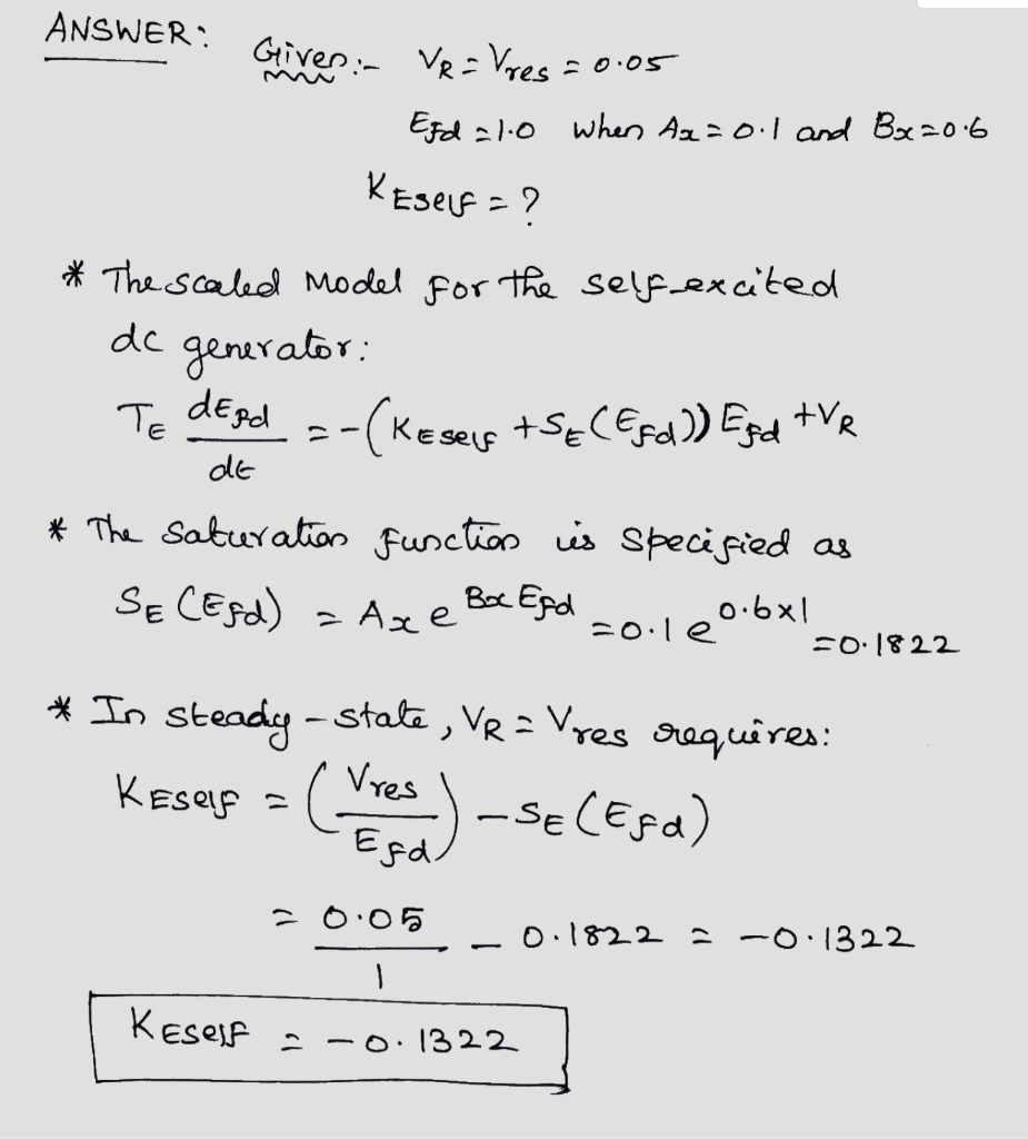 Solved ANSWER: Given: Ve= Vres = 0.05 Erd 21.0 when Aa=0.1 | Chegg.com