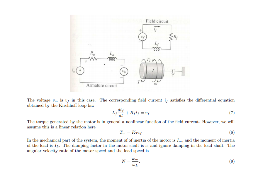 1 System description A field controlled DC motor | Chegg.com