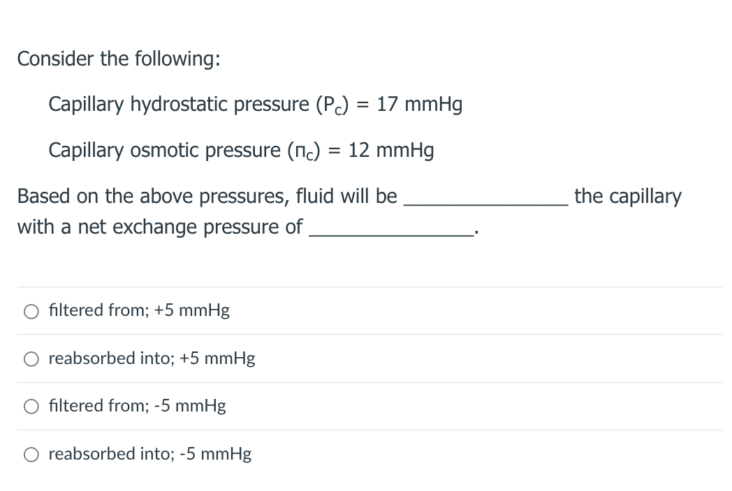 Solved Consider the following Capillary hydrostatic