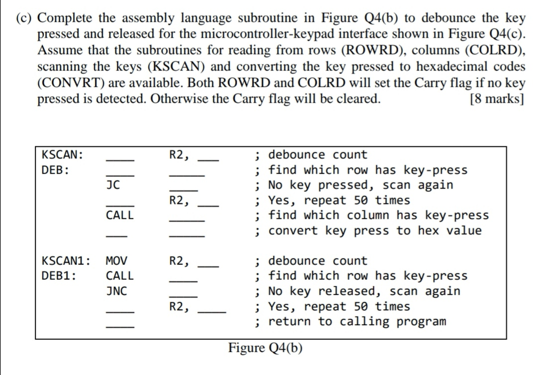 (c) Complete the assembly language subroutine in | Chegg.com