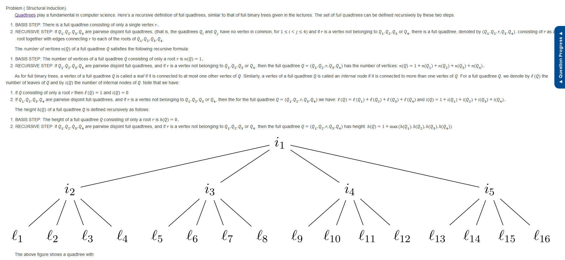 Problem ( Structural Induction) Quadtrees Play A | Chegg.com