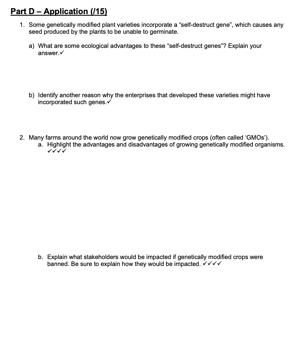 Solved Part D Application Some Genetically Chegg Com