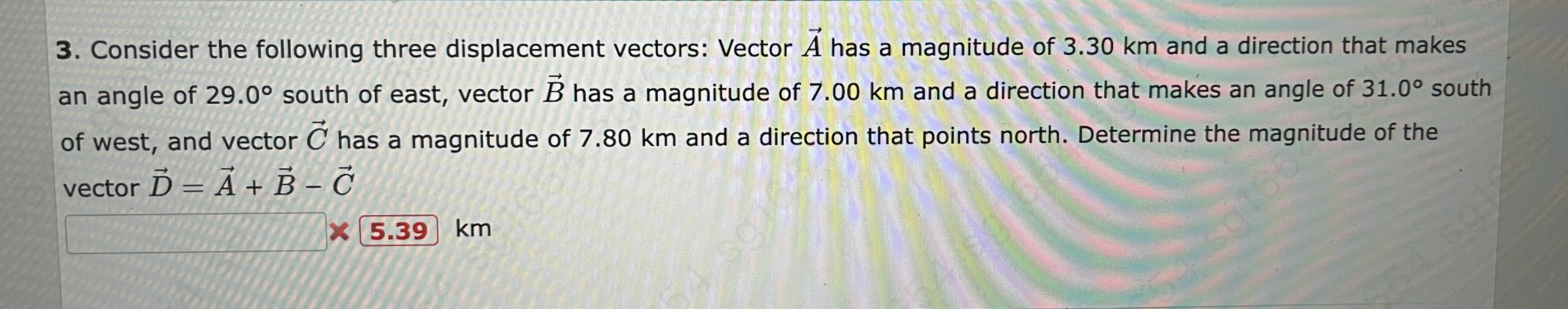 Solved 3. Consider the following three displacement vectors: | Chegg.com