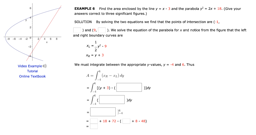 Solved EXAMPLE 6 Find the area enclosed by the line y = x