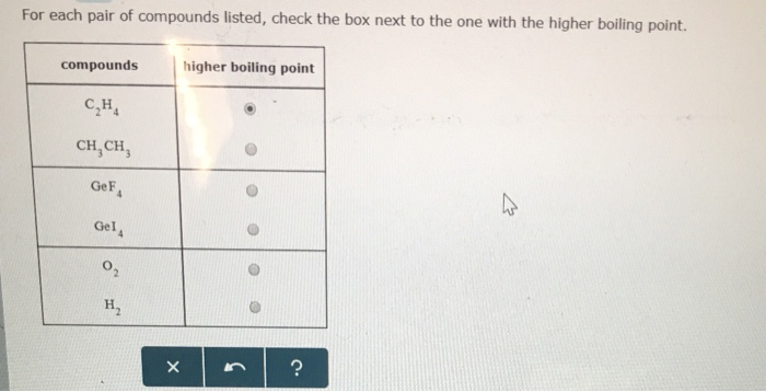 Solved For each pair of compounds listed check the box next