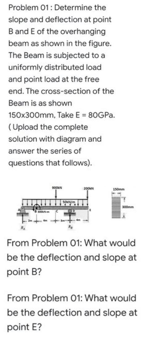 Solved Problem 01: Determine The Slope And Deflection At | Chegg.com