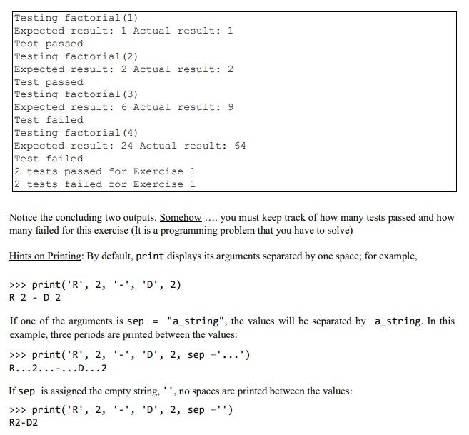 Solved Testing factorial (1) Expected result: 1 Actual | Chegg.com