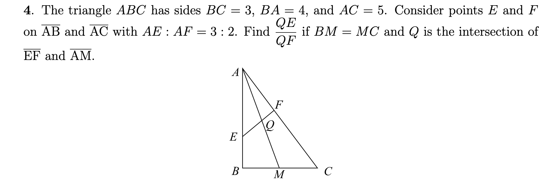 Solved 4 The Triangle Abc Has Sides Bc3ba4 And Ac5 8247