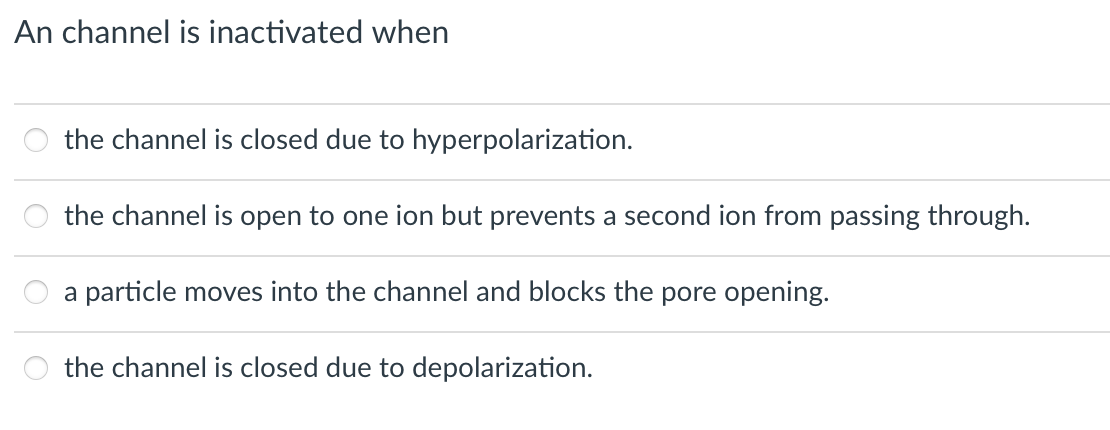 Solved An channel is inactivated when the channel is closed | Chegg.com