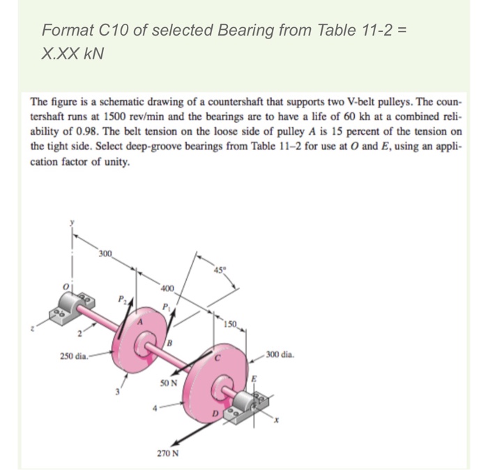 Solved Format C10 of selected Bearing from Table 112 The