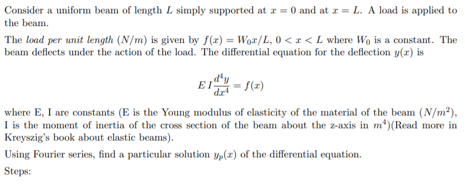 Solved Consider a uniform beam of length L simply supported | Chegg.com