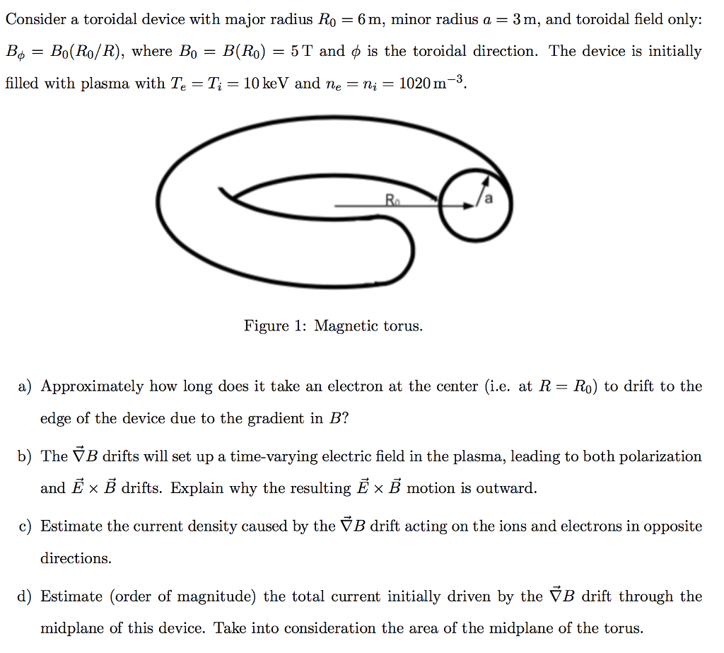 Toroidal Sector Analyzer Radius R R Solved Consider a toroidal device with major radius Ro 6m, | Chegg.com
