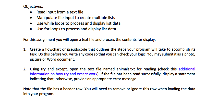 Objectives: Read input from a text file • Manipulate | Chegg.com