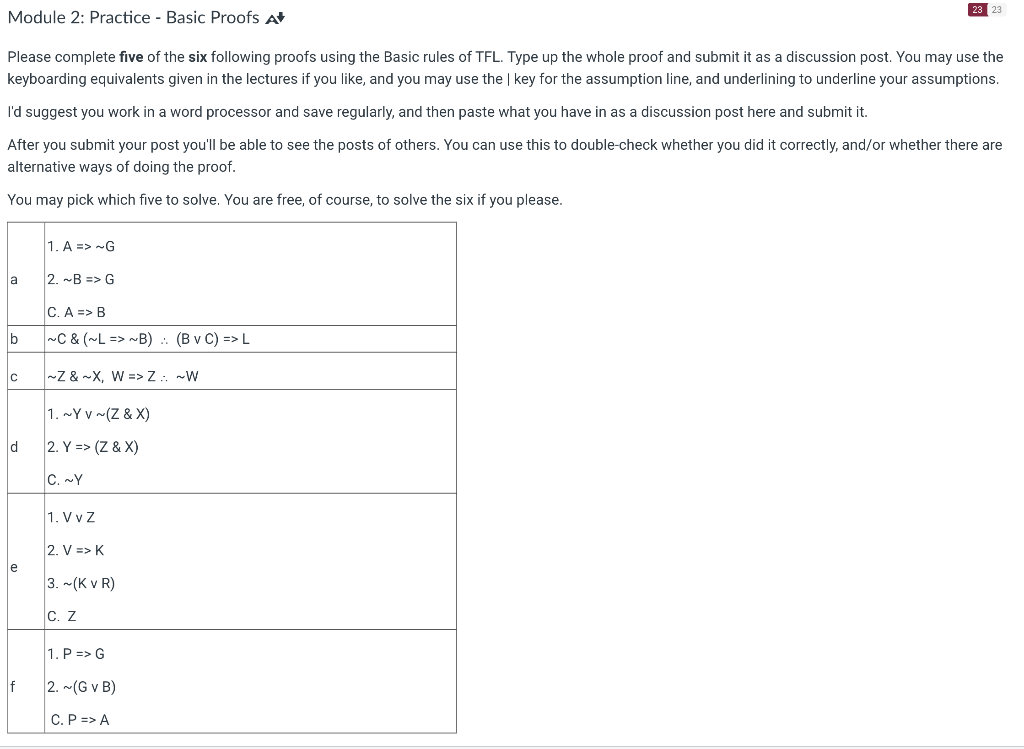 Please Complete Five Of The Six Following Proofs | Chegg.com