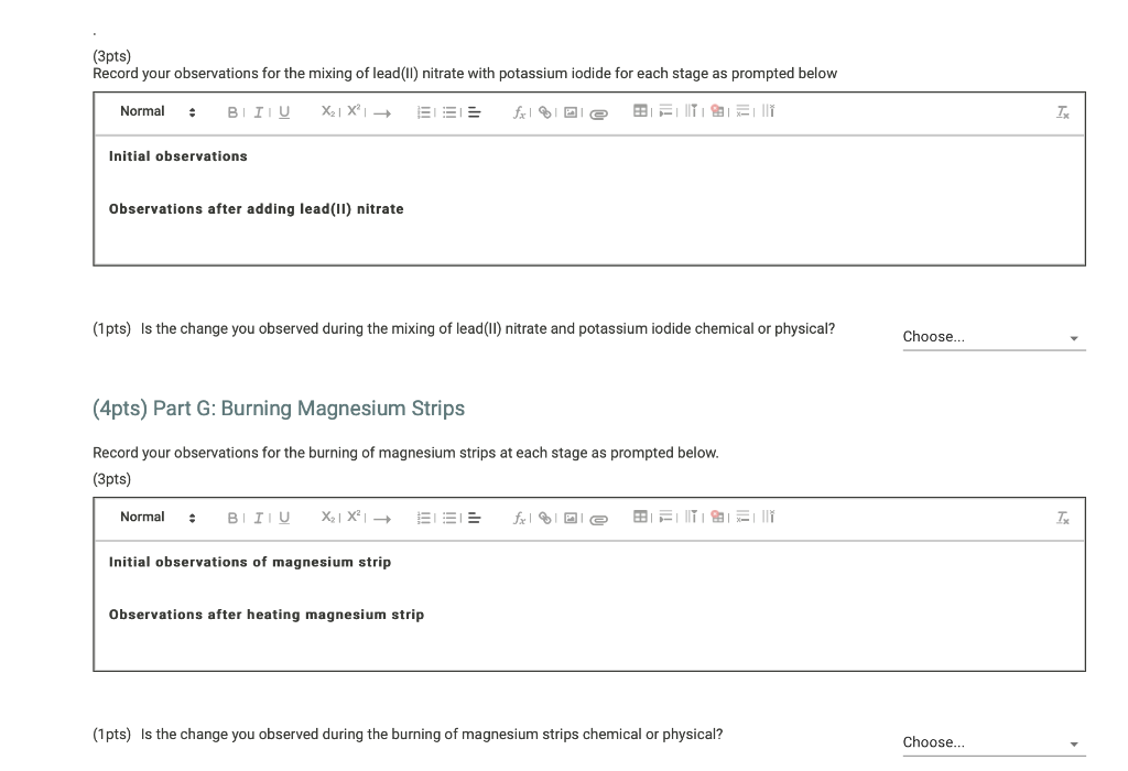 Solved (3pts) Record Your Observations For The Mixing Of | Chegg.com