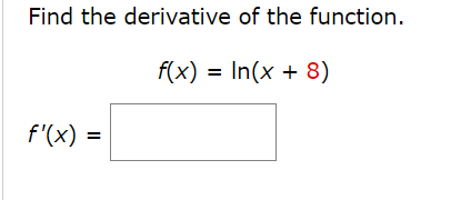 Solved Find the derivative of the | Chegg.com