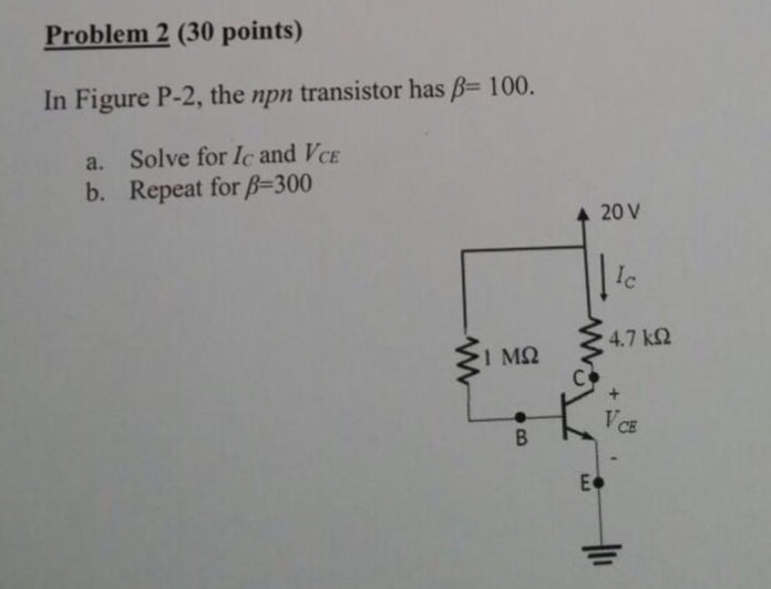Solved Problem 2 (30 points) In Figure P-2, the npn | Chegg.com