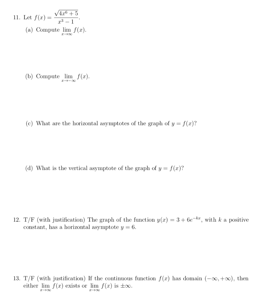 Solved 11 Let F X V4 X6 5 23 1 A Compute Lim F Chegg Com