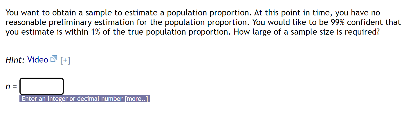 Solved You want to obtain a sample to estimate a population | Chegg.com