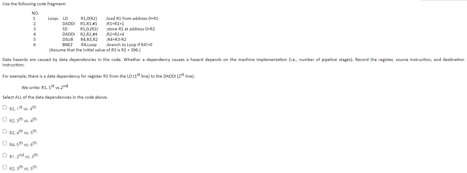 Solved Use the following code fragment NO. 1 2 3 4 5 6 Chegg